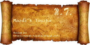 Mazák Toszka névjegykártya